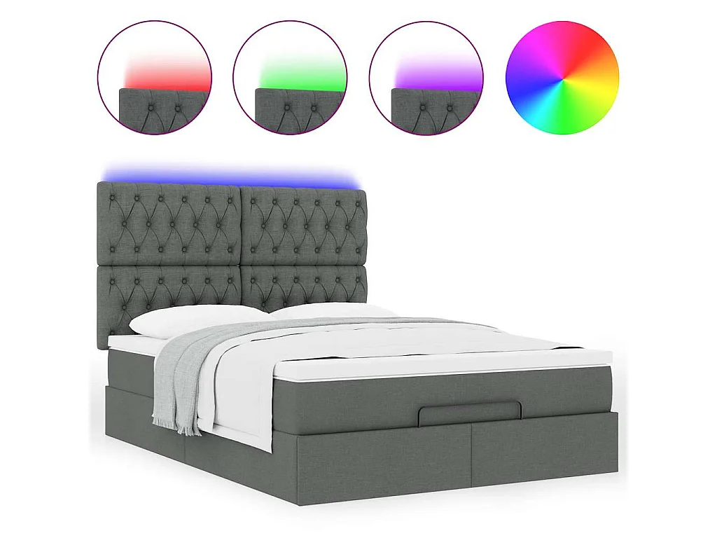 Struttura Letto Pouf con Materasso 140x190 cm in Tessuto