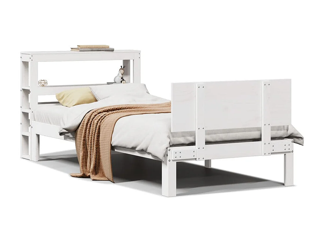 Cadre de lit avec tête de lit sans matelas blanc 90x190 cm