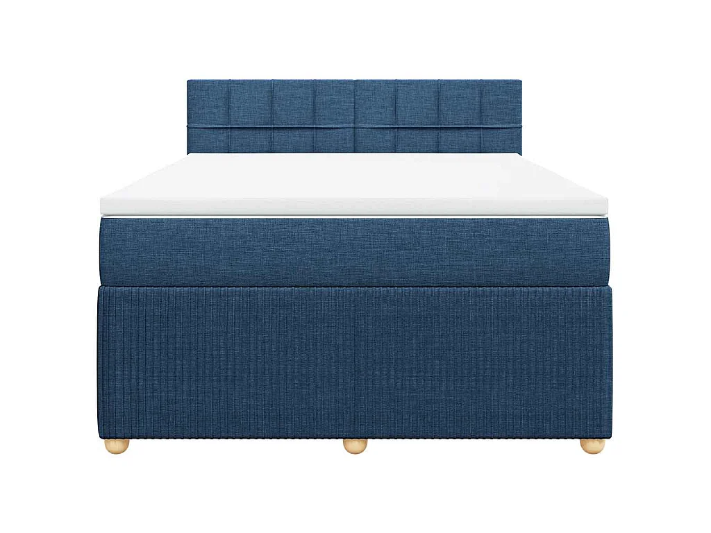 Cama com molas/colchão 160x200 cm tecido azul