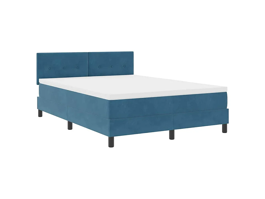 Lit à ressorts avec tête de lit Bleu foncé 140 x 190 cm Velours