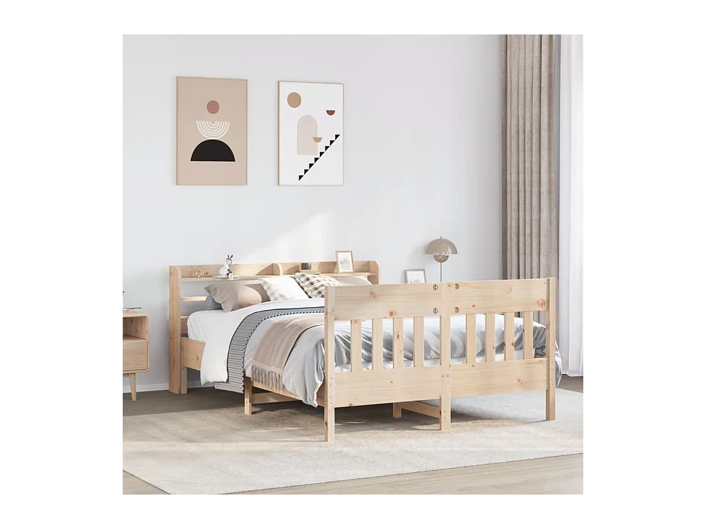 Cadre de lit sans matelas 140x190 cm bois de pin massif