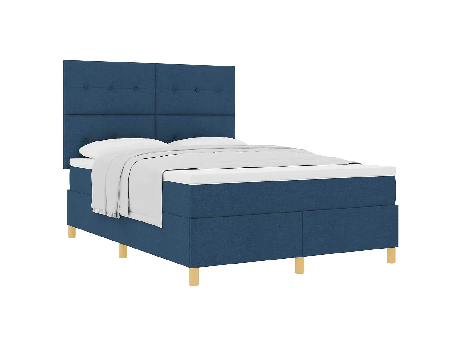 Cama Box com colchão com cabeceira Azul 140 x 200 cm tecido
