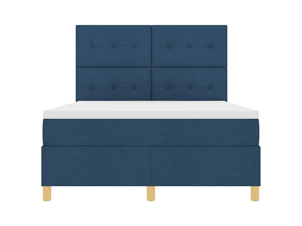 Cama Box com colchão com cabeceira Azul 140 x 200 cm tecido