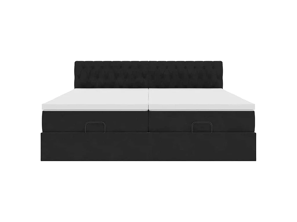 Struttura Letto Pouf con Materassi Nero 160x200 cm in Velluto