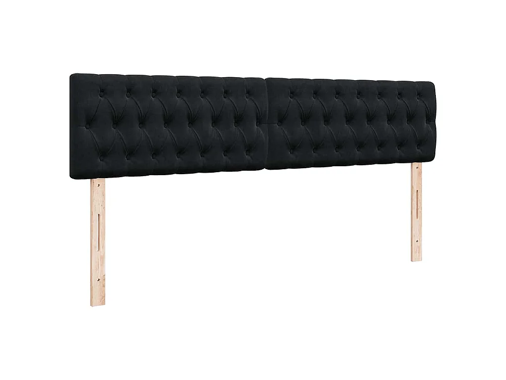 Struttura Letto Pouf con Materassi Nero 160x200 cm in Velluto