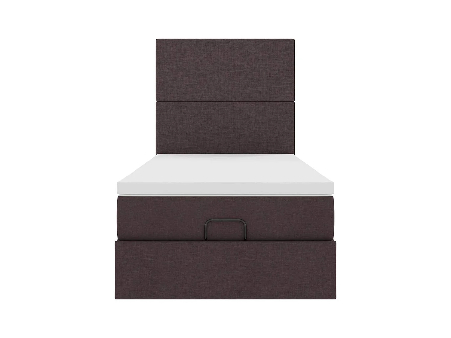 Lit ottoman avec matelas marron foncé 100x200 cm tissu