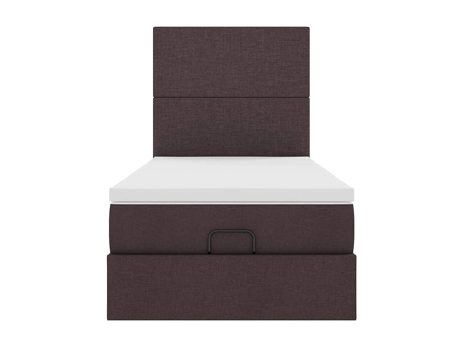 Lit ottoman avec matelas marron foncé 100x200 cm tissu