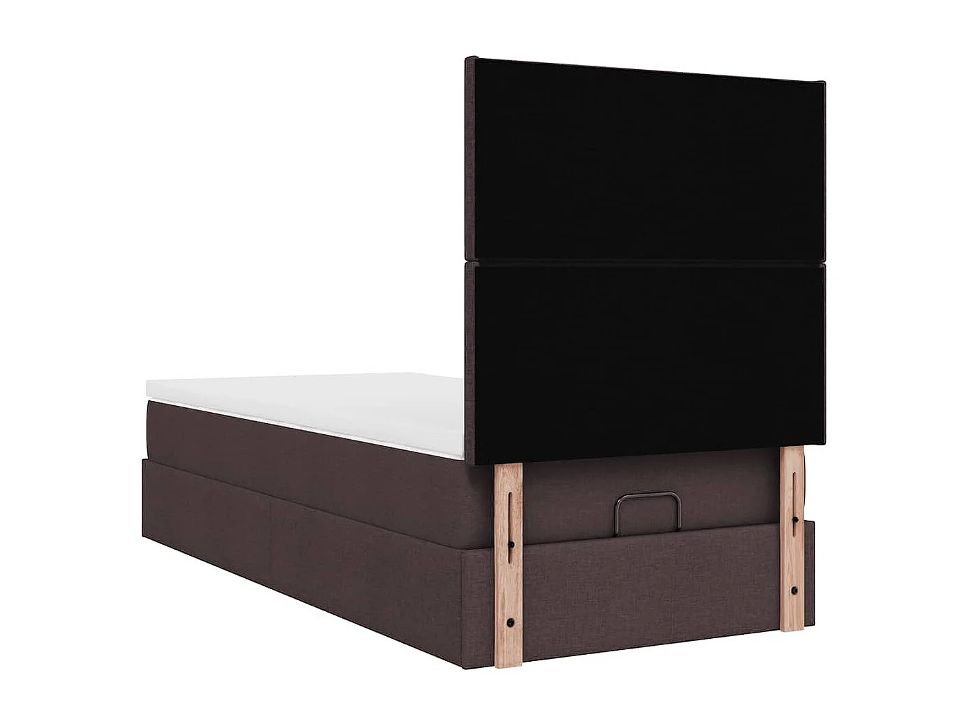 Lit ottoman avec matelas marron foncé 100x200 cm tissu