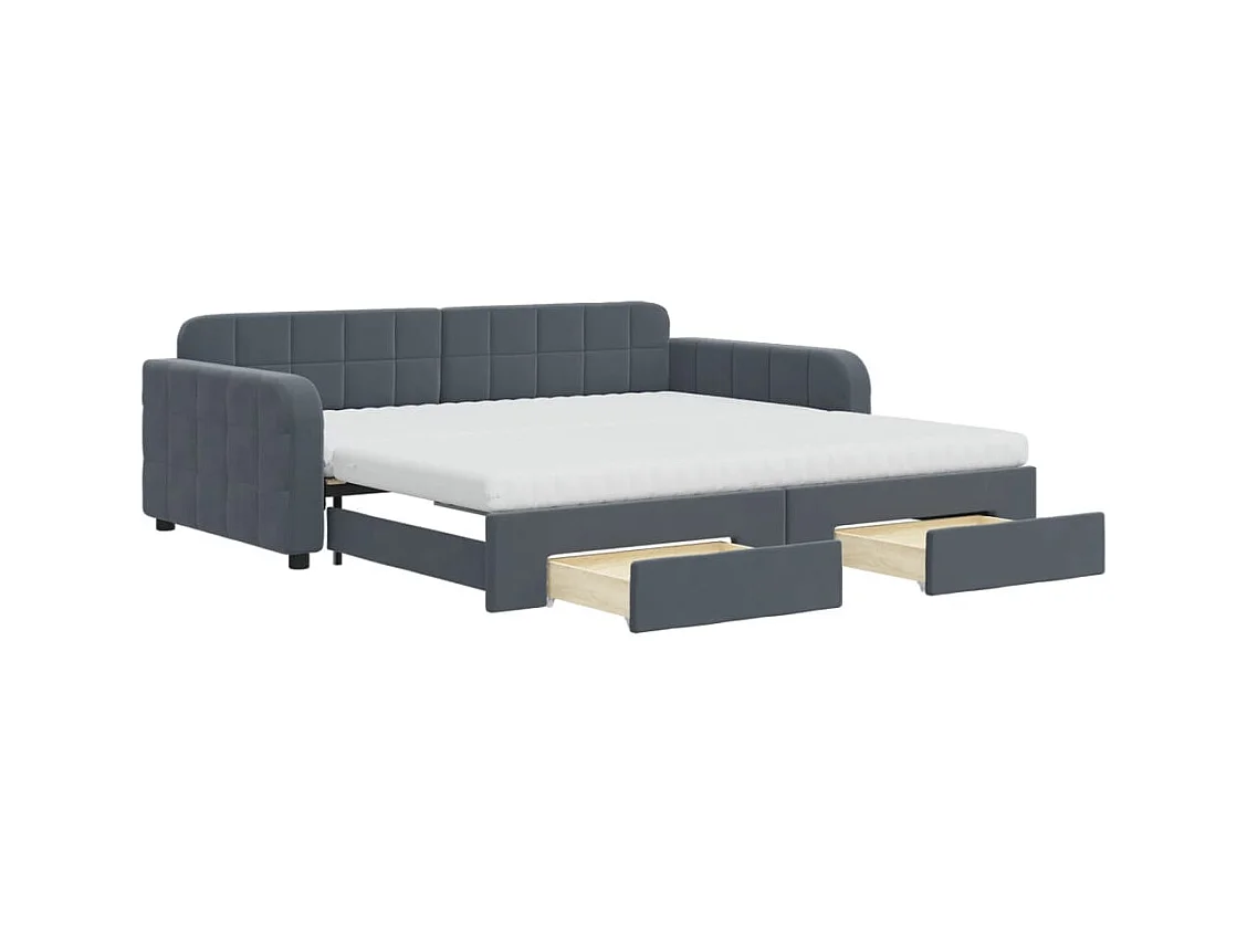 Tagesbett Ausziehbar mit Schubladen Dunkelgrau 100x200 cm Samt