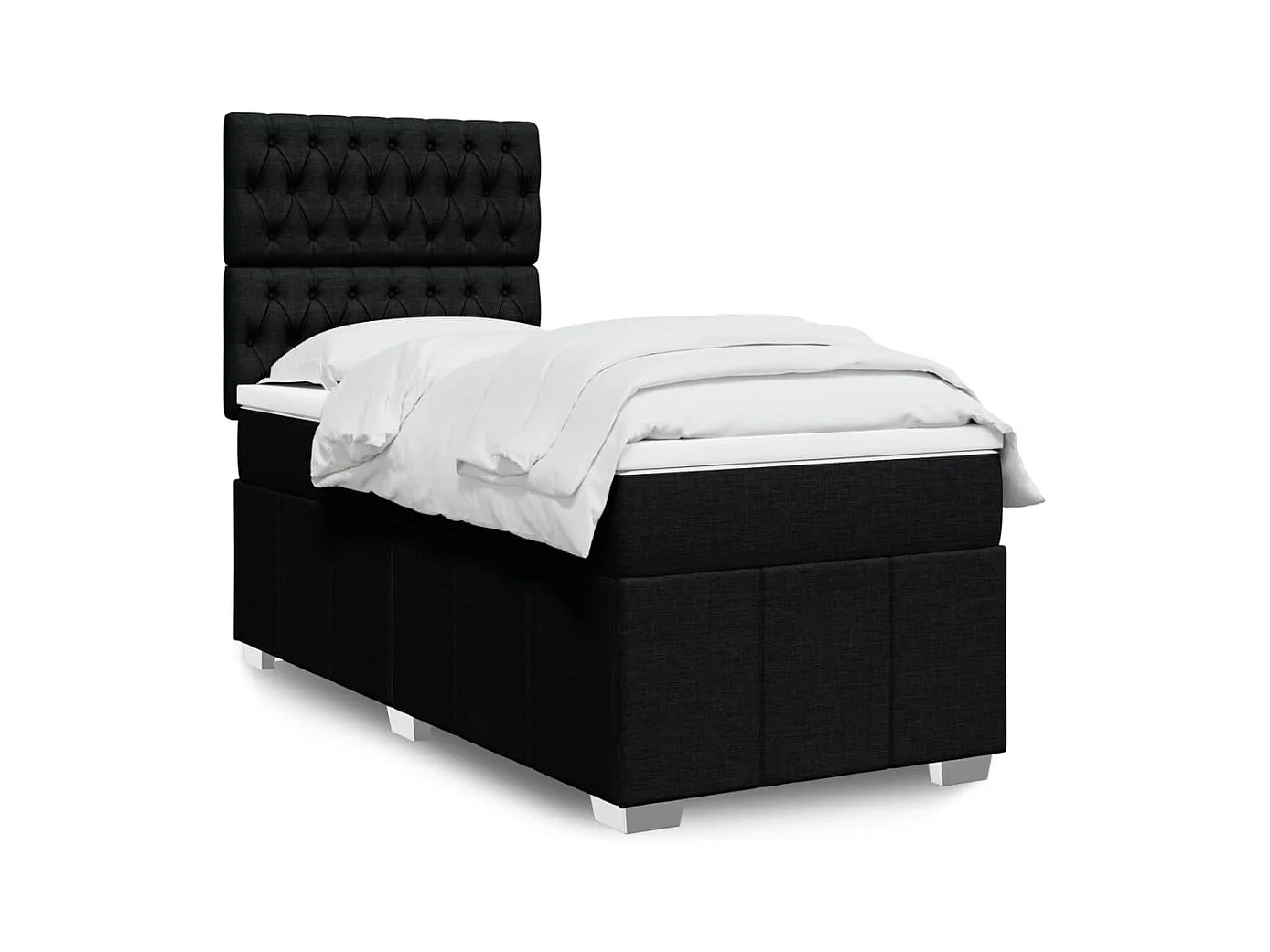 Sommier à lattes de lit avec matelas Noir 90x190 cm Tissu