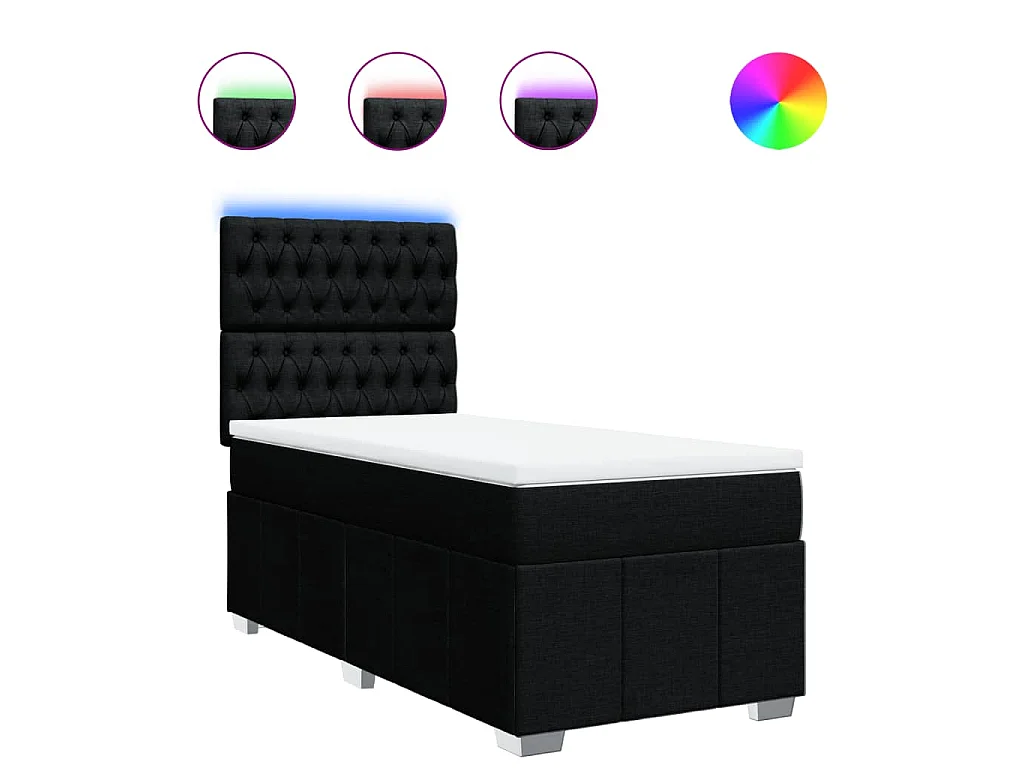 Boxspringbett mit Matratze Schwarz 90x190 cm Stoff