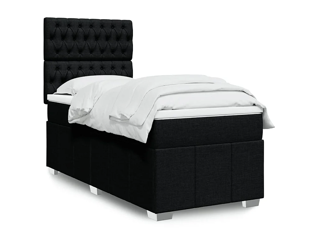 Boxspringbett mit Matratze Schwarz 90x190 cm Stoff