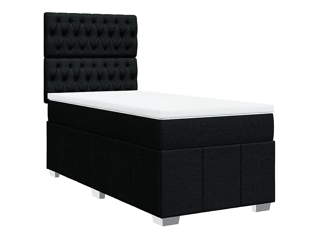 Cama com molas/colchão 90x190 cm tecido preto