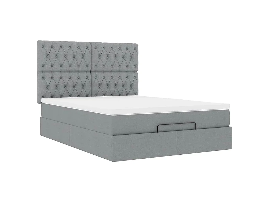 Ottoman-Bett mit Matratze Hellgrau 140x190 cm Stoff