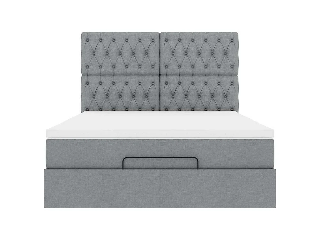 Ottoman-Bett mit Matratze Hellgrau 140x190 cm Stoff