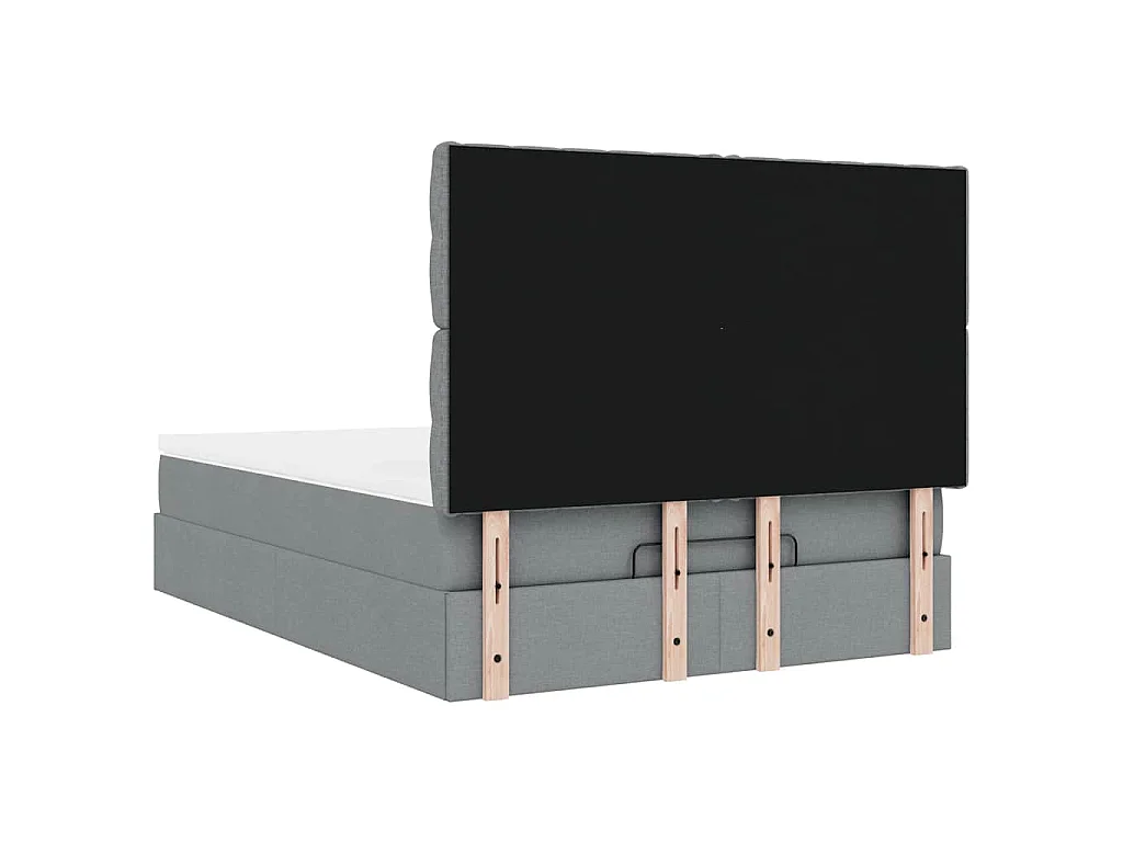 Cadre de lit ottoman et matelas gris clair 140x190 cm tissu
