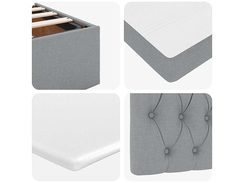 Cadre de lit ottoman et matelas gris clair 140x190 cm tissu
