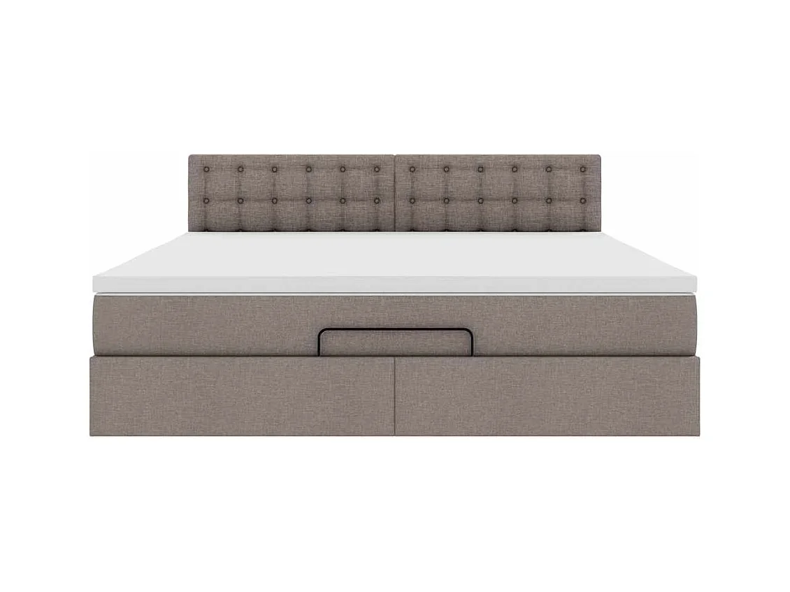 Cadre de lit ottoman avec matelas taupe 160x200 cm tissu