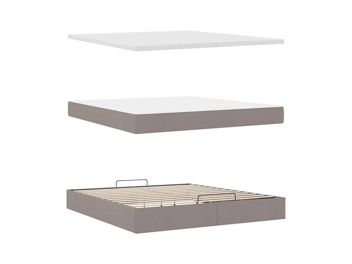 Cadre de lit ottoman avec matelas taupe 160x200 cm tissu