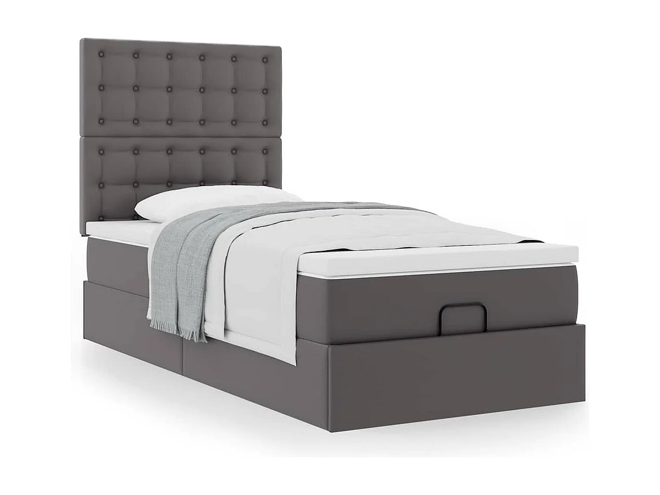 Ottomaanse bed met matras 100x200cm kunstleer grijs