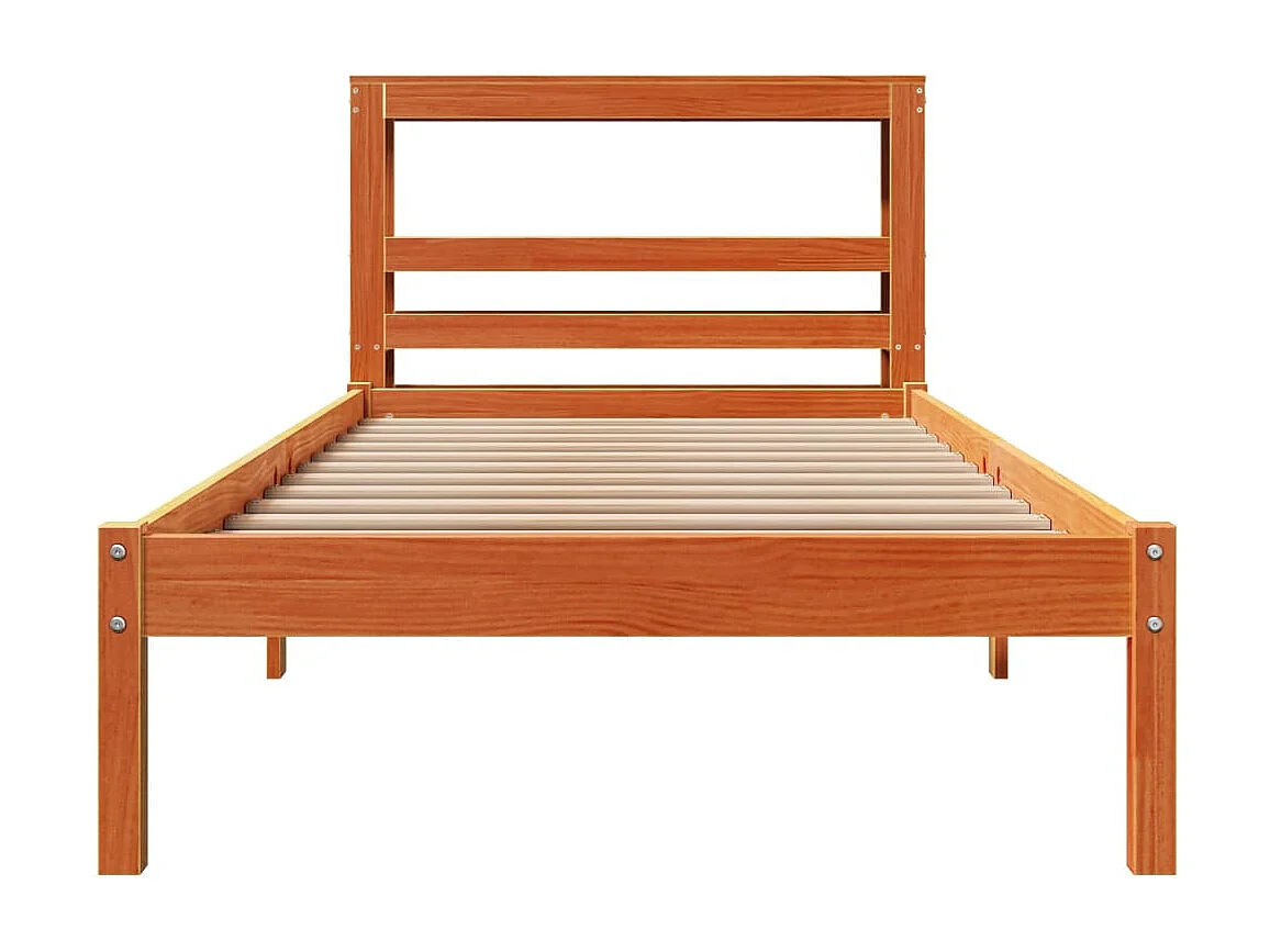 Giroletto con Testiera Marrone Cera 90x190 cm Massello Pino