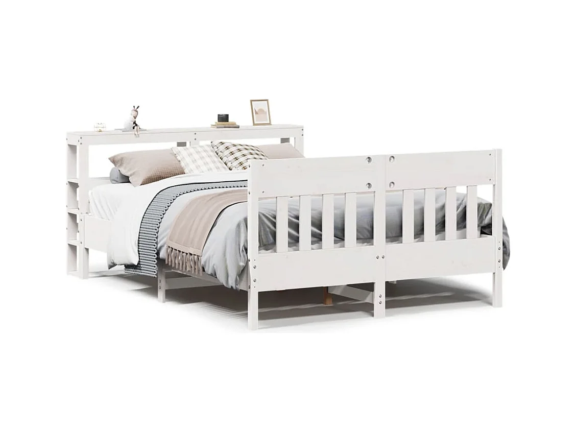 Massivholzbett ohne Matratze Weiß 140x190 cm Kiefernholz