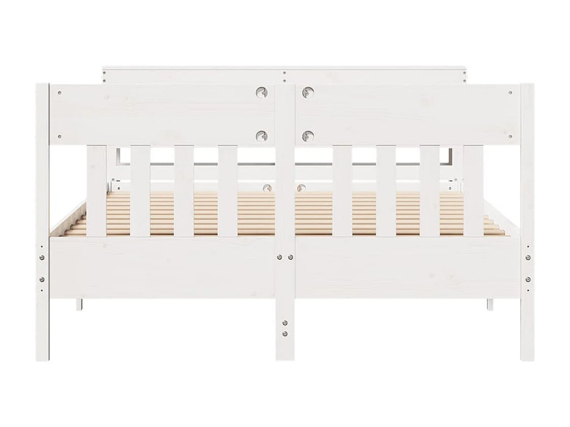 Bedframe zonder matras massief grenenhout wit 140x190 cm