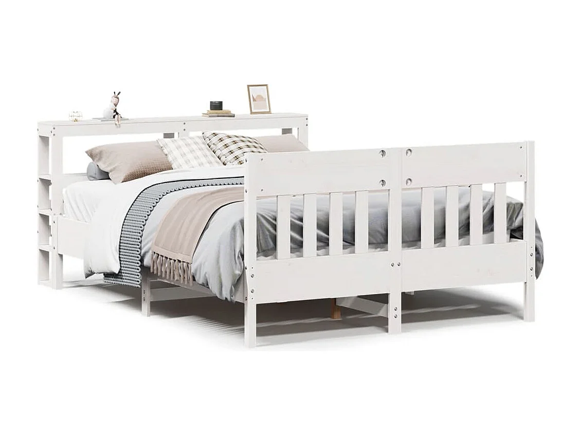 Cama sem colchão 140x190 cm madeira de pinho maciça branco