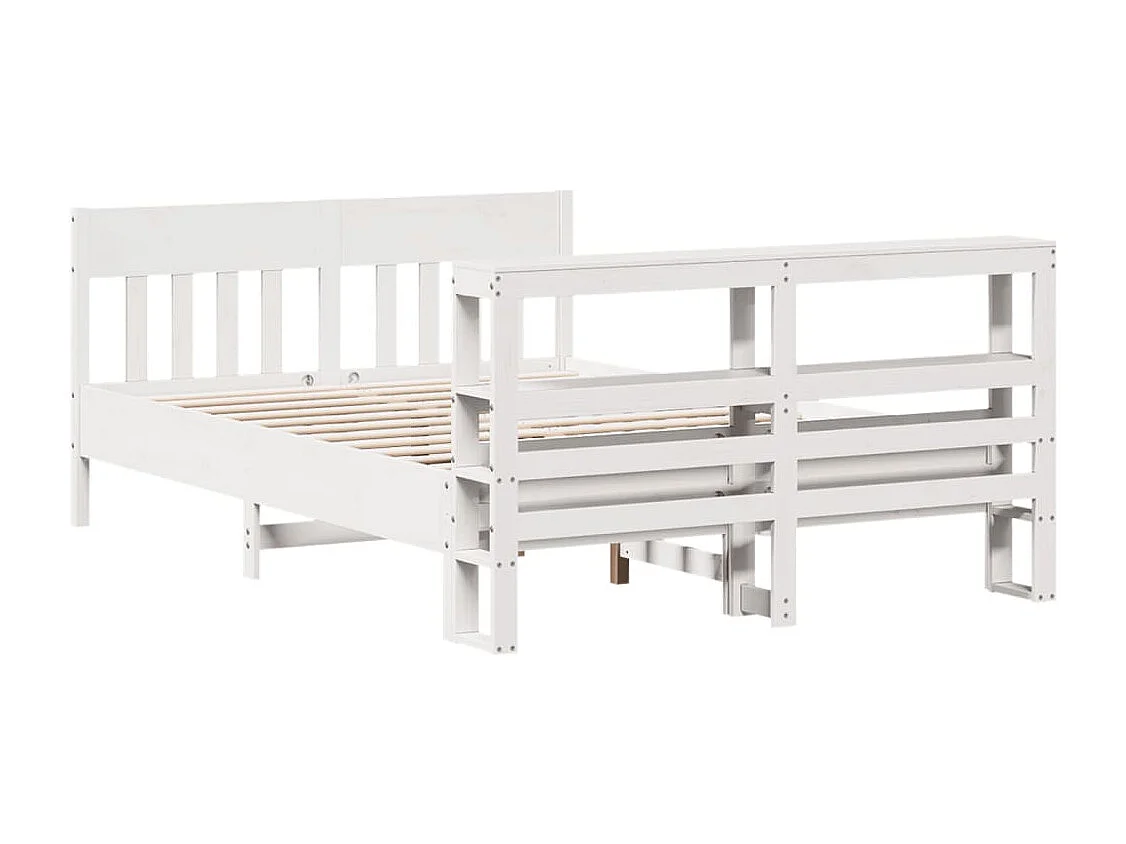 Cama sem colchão 140x190 cm madeira de pinho maciça branco