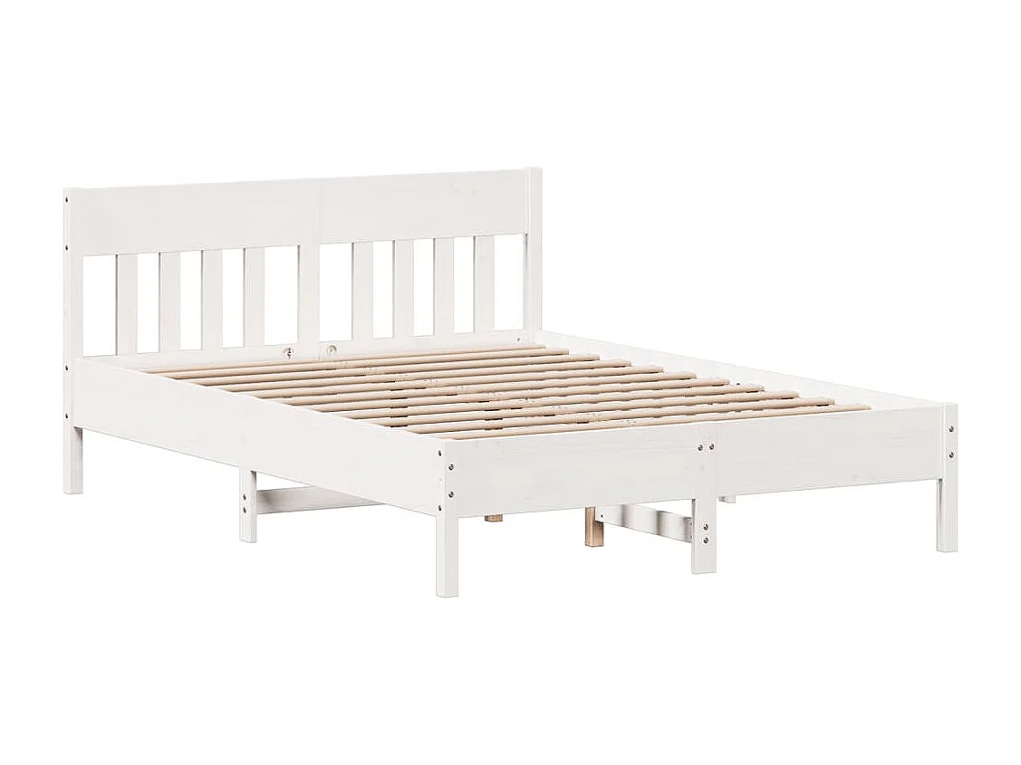 Cama sem colchão 140x190 cm madeira de pinho maciça branco