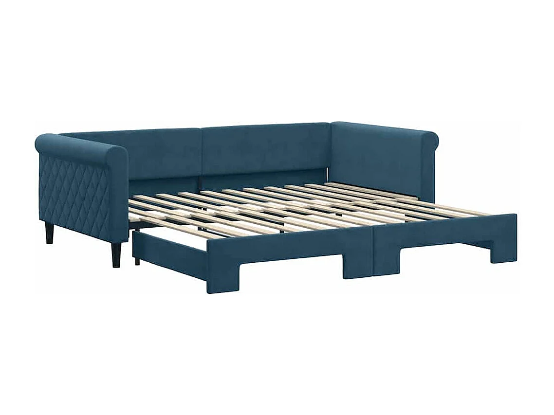 Divano Letto con Letto Estraibile Blu 100x200 cm in Velluto