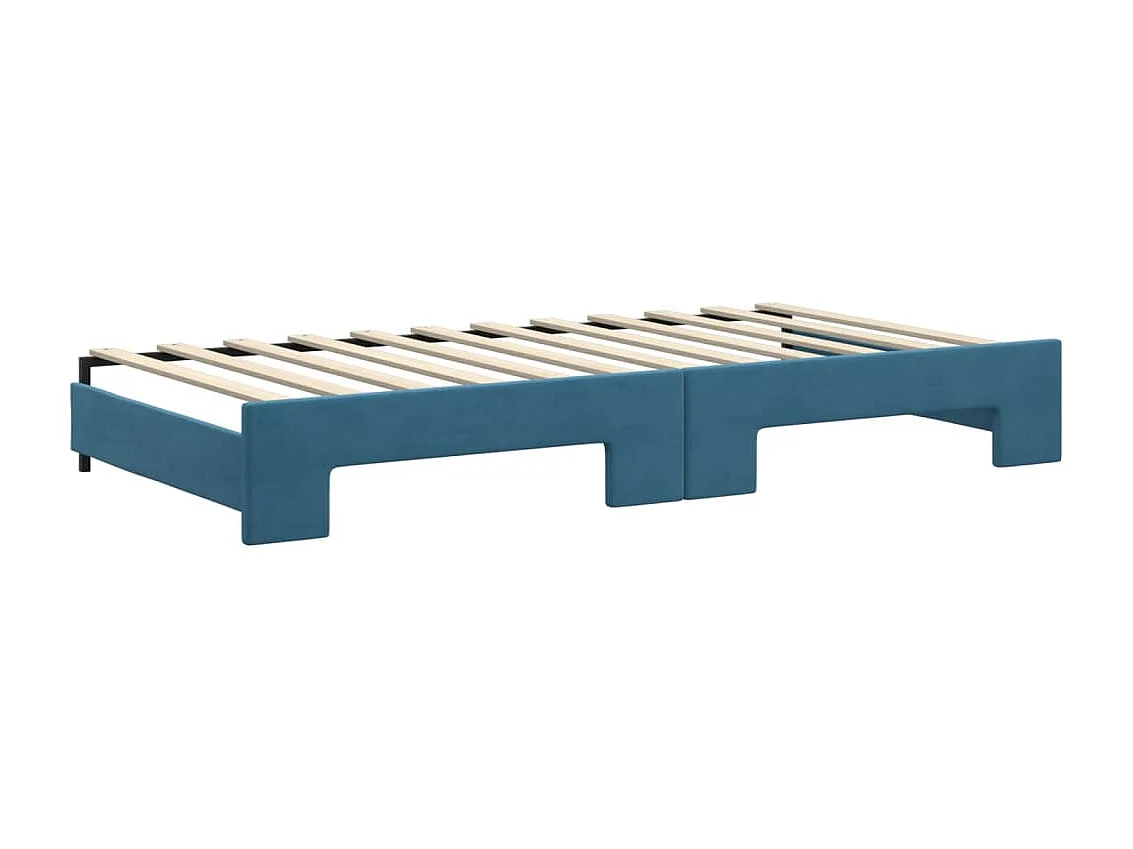Divano Letto con Letto Estraibile Blu 100x200 cm in Velluto