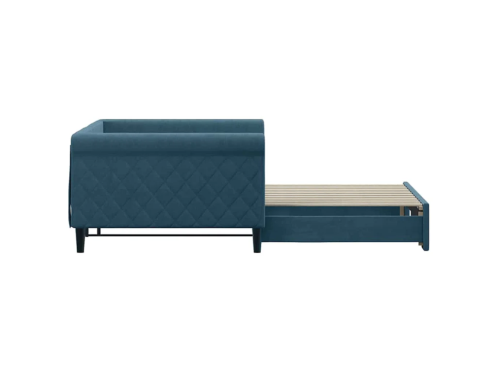 Sofá-cama com gavetão 100x200 cm veludo azul