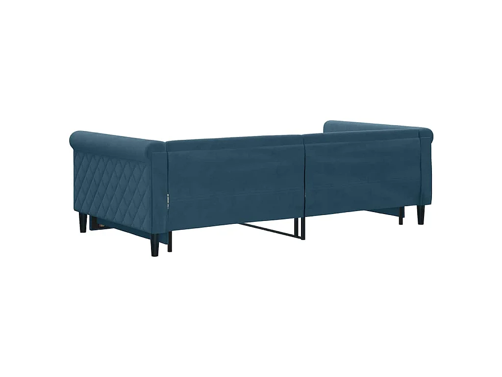 Sofá-cama com gavetão 100x200 cm veludo azul