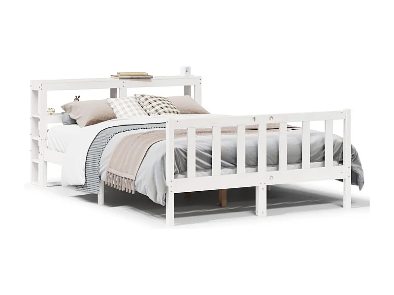 Bedframe zonder matras massief grenenhout wit 140x200 cm