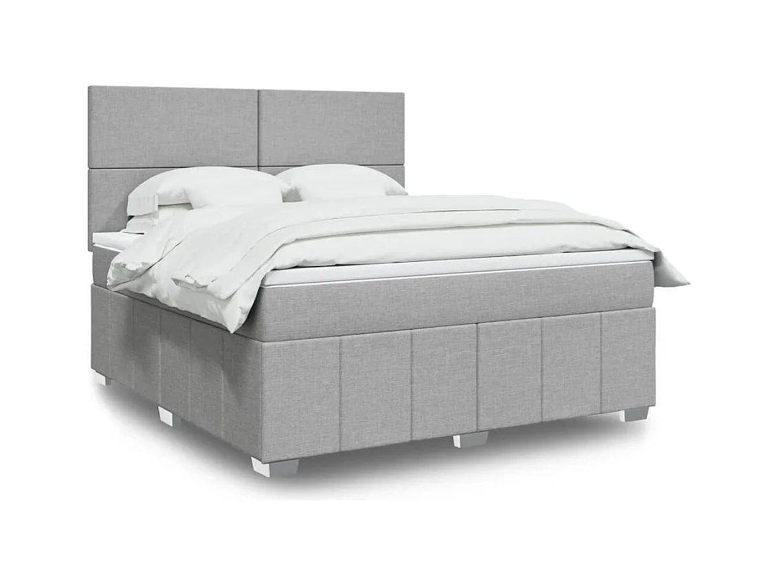 Sommier à lattes de lit avec matelas Gris clair 180x200cm Tissu