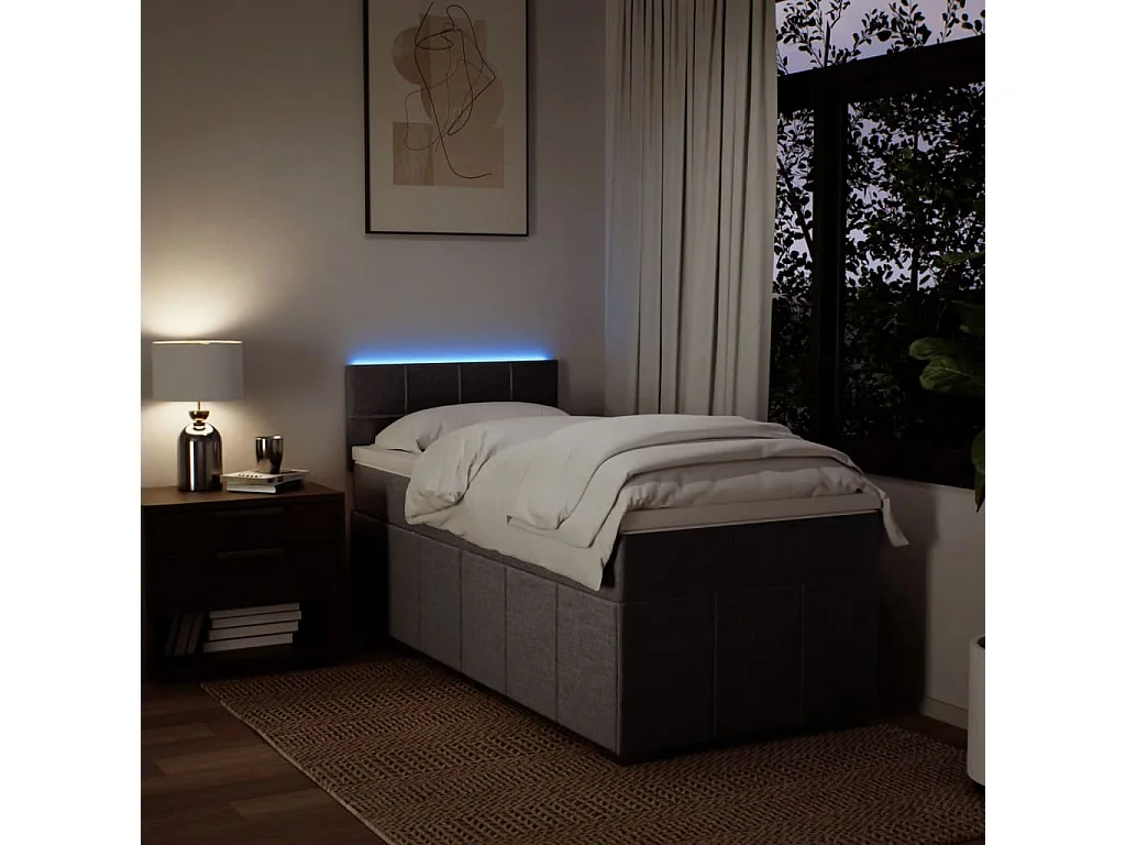 Boxspringbett mit Matratze Taupe 100x200 cm Stoff