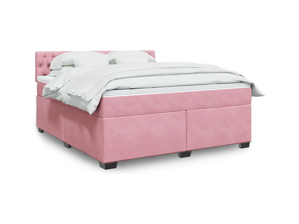 Giroletto a Molle con Materasso Rosa 180x200 cm in Velluto