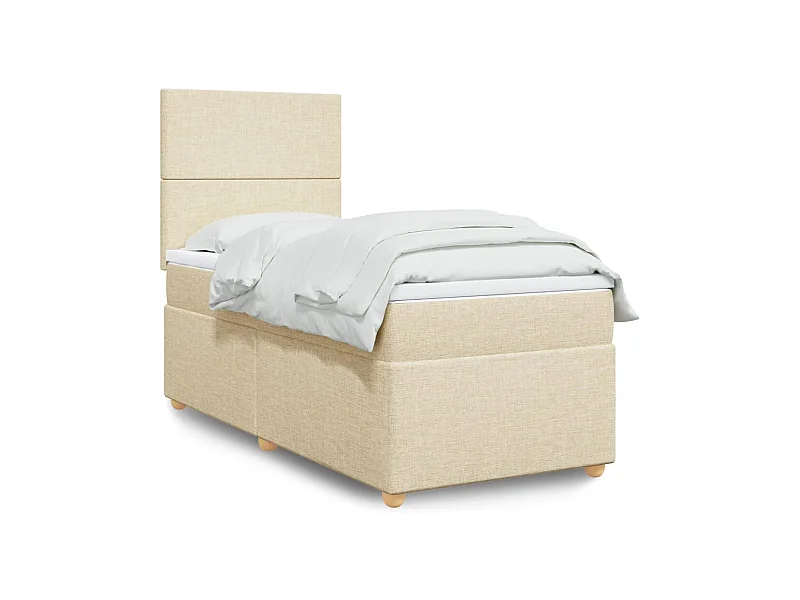 Sommier à lattes de lit avec matelas Crème 100x200 cm Tissu