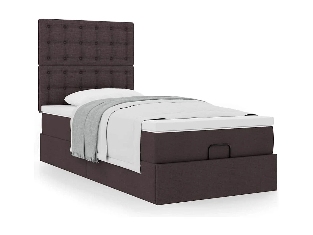 Lit ottoman avec matelas marron foncé 100x200 cm tissu