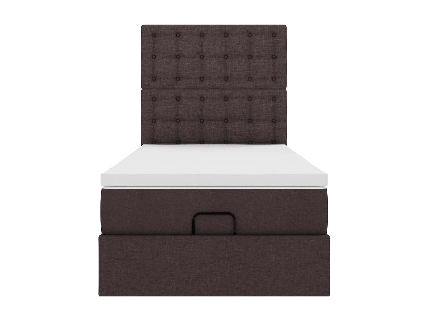 Lit ottoman avec matelas marron foncé 100x200 cm tissu