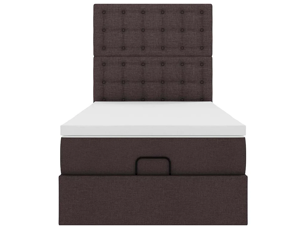Lit ottoman avec matelas marron foncé 100x200 cm tissu
