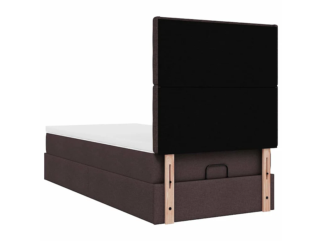 Lit ottoman avec matelas marron foncé 100x200 cm tissu