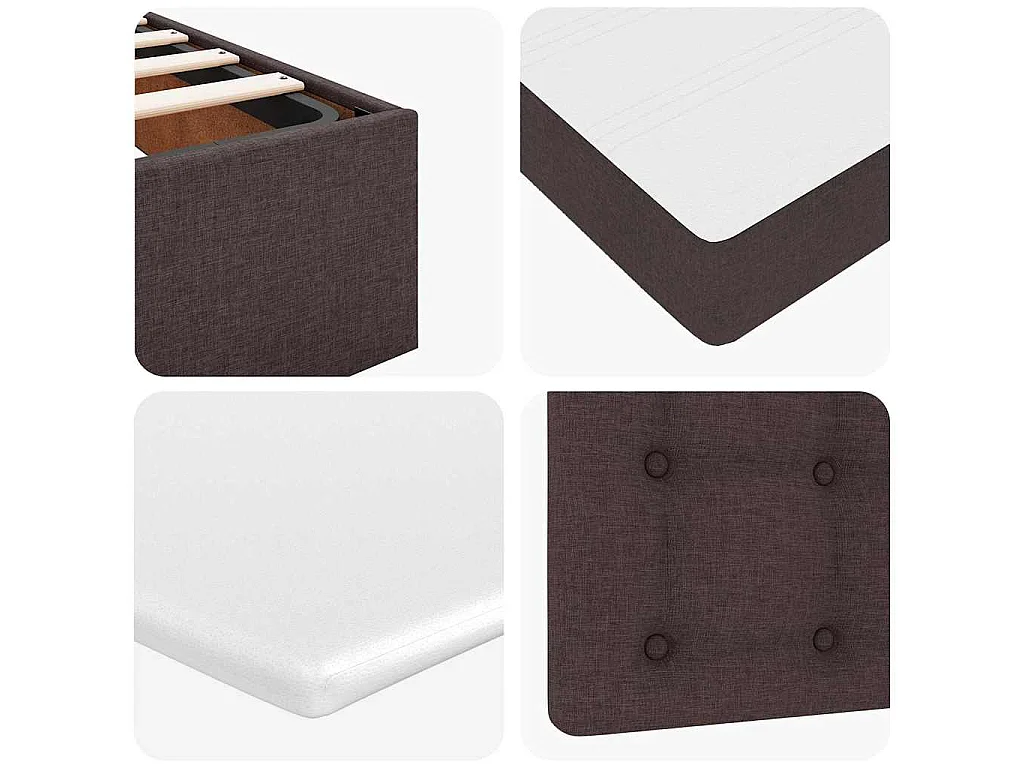 Lit ottoman avec matelas marron foncé 100x200 cm tissu