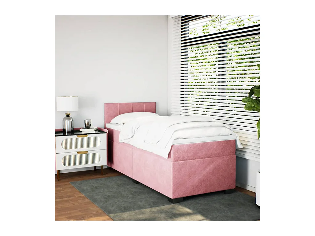 Boxspringbett mit Matratze Rosa 90x200 cm Samt