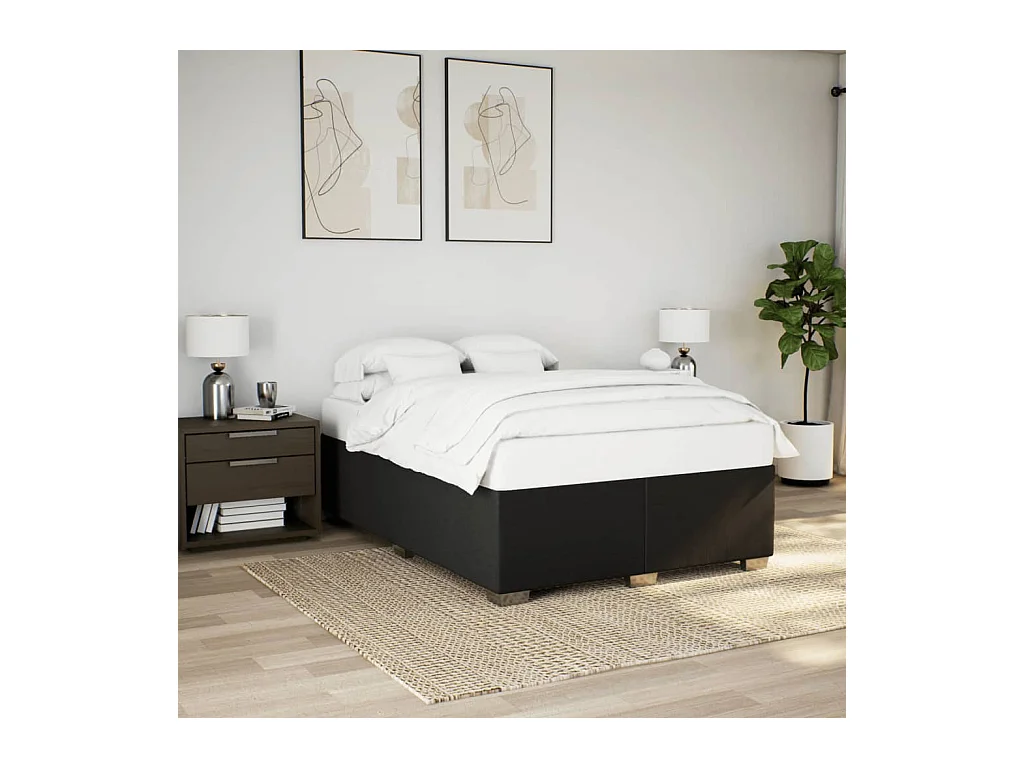 Cadre de lit sans matelas noir 140x200 cm tissu