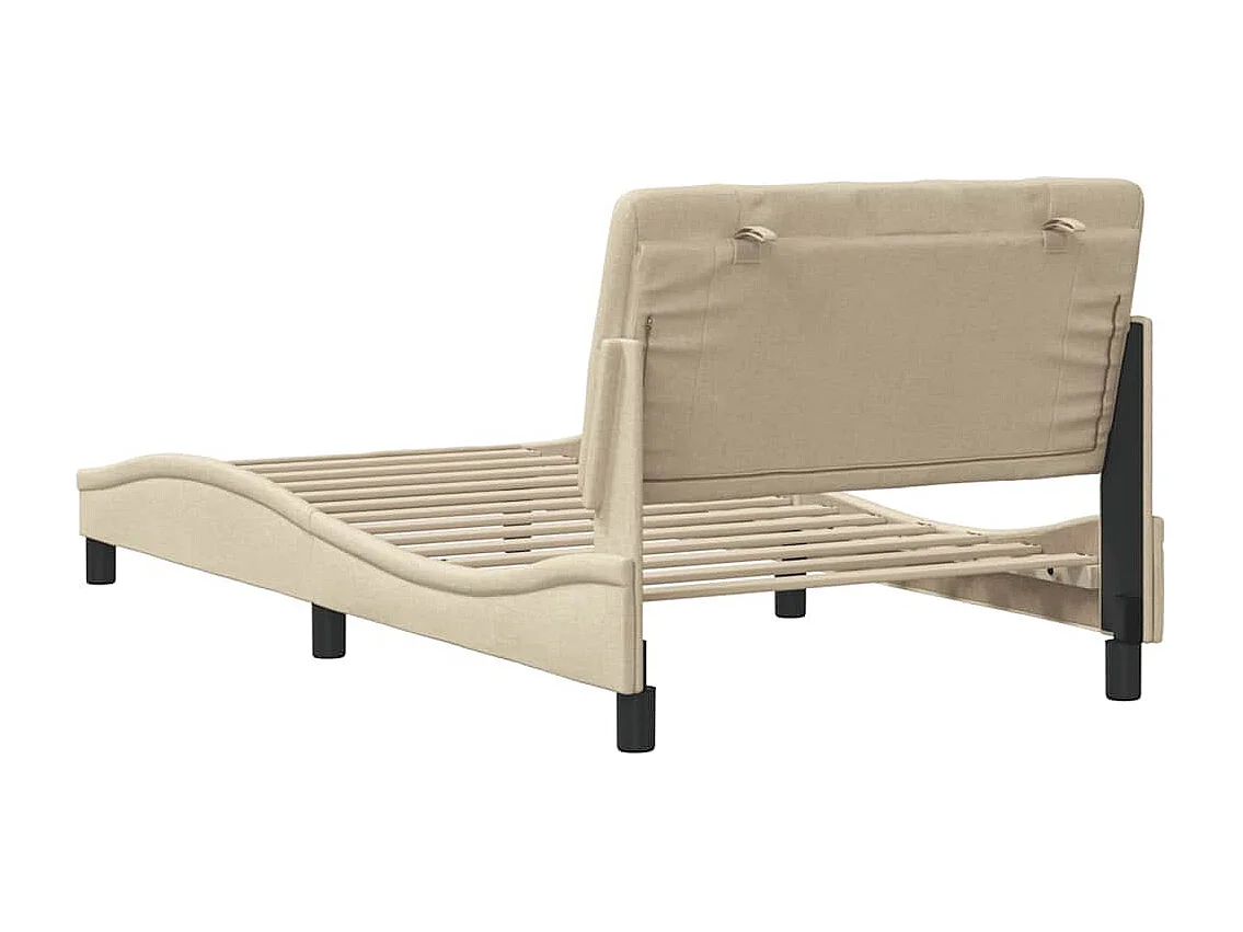 Estrutura de cama sem colchão 100x200 cm tecido cor creme