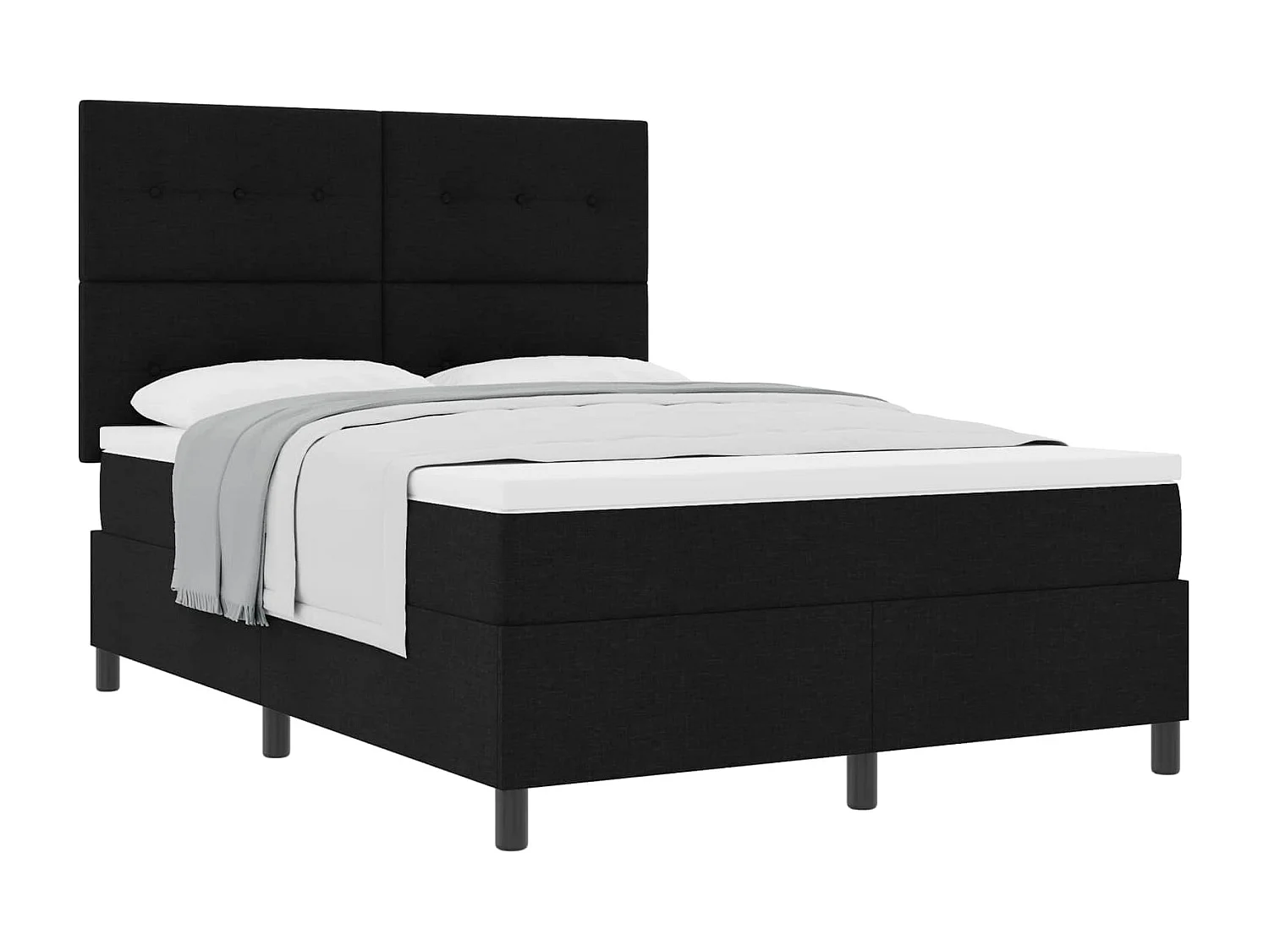 Letto a molle con materasso Nero 160 x 200 cm Tessuto
