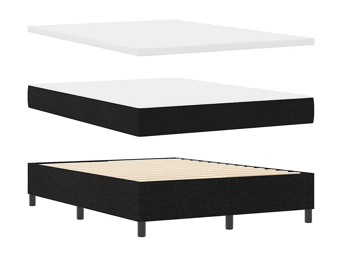 Letto a molle con materasso Nero 160 x 200 cm Tessuto