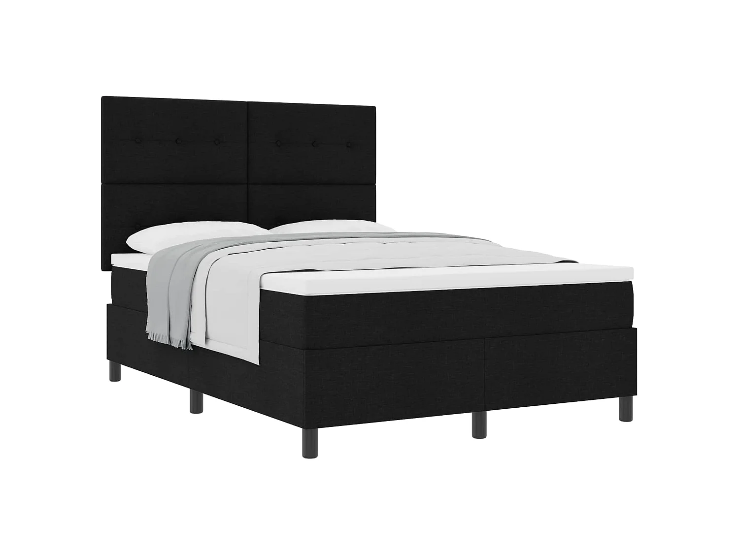 Letto a molle con testiera Nero 160 x 200 cm Tessuto